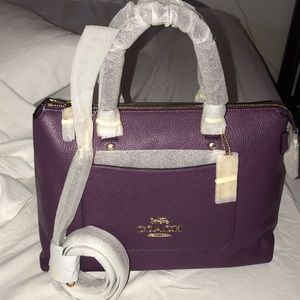 Purple leather coach bag